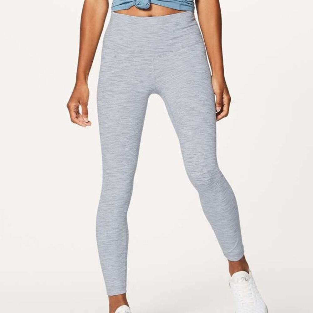 Lululemon Wunder Under Hi-Rise 7/8 Tight Luxtreme Ice Grey Alpine White Sz 8 EUC